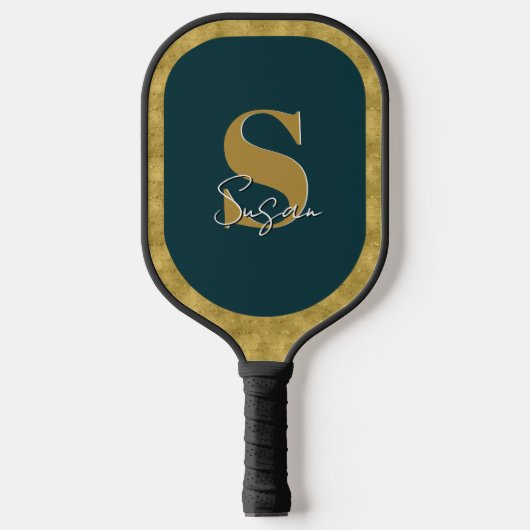 Gepersonaliseerde elegante monogram scriptnaam pickleball paddle (Voorkant)