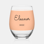 Gepersonaliseerde Elegante Monogrammed Bruiloft Br Wijnglas Zonder Voet (Voorkant)