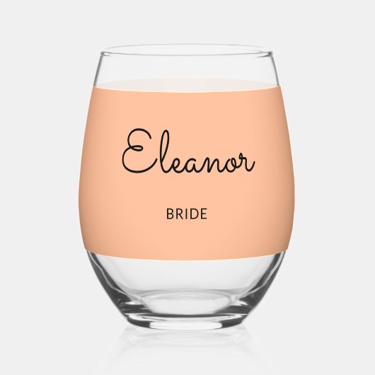 Gepersonaliseerde Elegante Monogrammed Bruiloft Br Wijnglas Zonder Voet (Voorkant)
