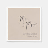 Gepersonaliseerde Elegante Mr. & Mrs. Wedding Napk Servet (Voorkant)