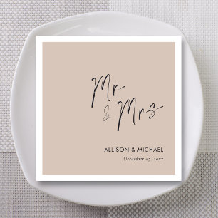 Gepersonaliseerde Elegante Mr. & Mrs. Wedding Napk Servet