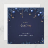 Gepersonaliseerde Elegante Navy Blue Christmas Kaa Feestdagenkaart (Voorkant / Achterkant)