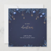 Gepersonaliseerde Elegante Navy Blue Christmas Kaa Feestdagenkaart (Voorkant)