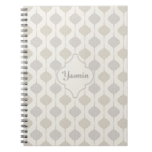 Gepersonaliseerde Elegante Neutral Arabesque Notitieboek