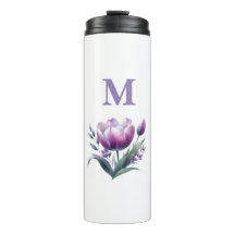 Gepersonaliseerde elegante paarse tulp monogram