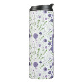 Gepersonaliseerde Elegante Paarse Waterverf Bloeme Thermosbeker (Gedraaid links)