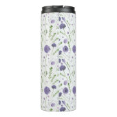 Gepersonaliseerde Elegante Paarse Waterverf Bloeme Thermosbeker (Achterkant)