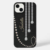 Gepersonaliseerde Elegante Parel en Diamanten op Z iPhone Hoesje (Achterkant)