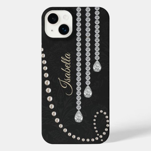 Gepersonaliseerde Elegante Parel en Diamanten op Z iPhone Hoesje (Achterkant)