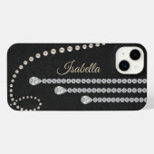 Gepersonaliseerde Elegante Parel en Diamanten op Z iPhone Hoesje (Achterkant horizontaal)