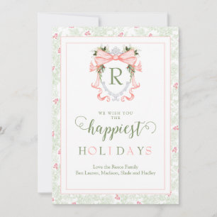 Gepersonaliseerde elegante Pastel Monogram Vakanti Kaart