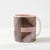 Gepersonaliseerde Elegante Pastel Pompoen met Goud Tweekleurige Koffiemok (Voorkant rechts)