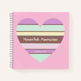 Gepersonaliseerde Elegante Pastel Stripes Hart op  Notitieboek