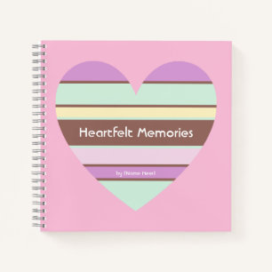 Gepersonaliseerde Elegante Pastel Stripes Hart op  Notitieboek