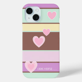 Gepersonaliseerde elegante pastelstrepen, roze har iPhone 15 case