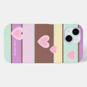 Gepersonaliseerde elegante pastelstrepen, roze har Case-Mate iPhone case (Achterkant (horizontaal))