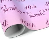 Gepersonaliseerde Elegante Regenboog Strepen 40e V Cadeaupapier (Rol Hoek)