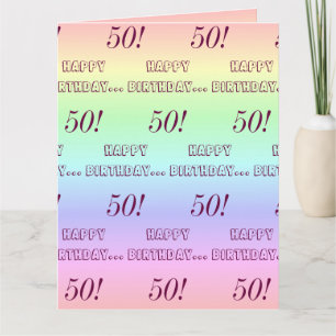 Gepersonaliseerde Elegante Regenboog Strepen 50ste Kaart