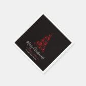 Gepersonaliseerde Elegante Rode Glitter Kerstboom Servet (Hoek)