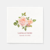 Gepersonaliseerde Elegante Rode Roos Trouwpapier Servet (Voorkant)