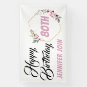 Gepersonaliseerde elegante roestroze bloemen verja spandoek (Verticaal)