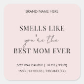 Gepersonaliseerde Elegante Roze Beste Mam Ooit Kaa Vierkante Sticker (Voorkant)