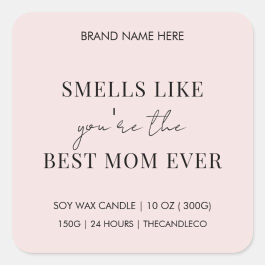 Gepersonaliseerde Elegante Roze Beste Mam Ooit Kaa Vierkante Sticker (Voorkant)