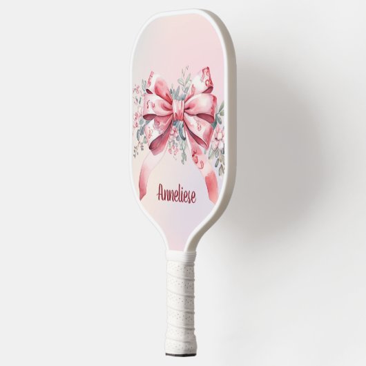 Gepersonaliseerde Elegante Roze Bow Chinoiserie Pickleball Paddle (Links)
