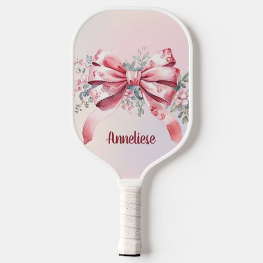 Gepersonaliseerde Elegante Roze Bow Chinoiserie Pickleball Paddle (Achterkant)