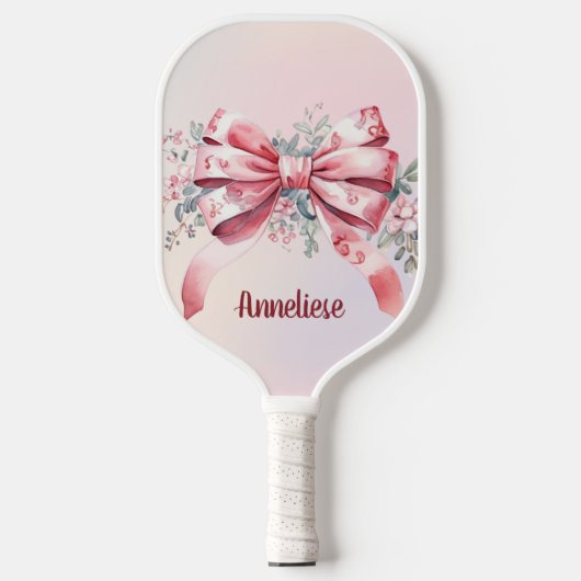 Gepersonaliseerde Elegante Roze Bow Chinoiserie Pickleball Paddle (Voorkant)