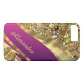 Gepersonaliseerde elegante roze en gouden bling Case-Mate iPhone case (Achterkant (Horizontaal))