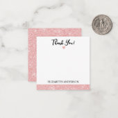 Gepersonaliseerde elegante roze glitter dank u notitiekaartje (Voorkant / Achterkant in situ)
