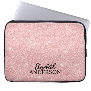 Gepersonaliseerde elegante roze glitter laptop sle laptop sleeve