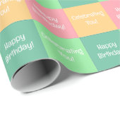 Gepersonaliseerde, elegante roze groen, gele verja cadeaupapier (Rol Hoek)