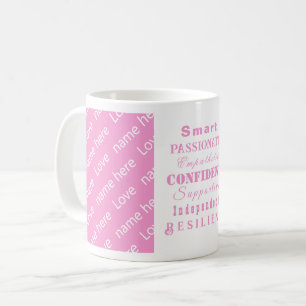Gepersonaliseerde Elegante Roze Motivatie Grote Vr Koffiemok