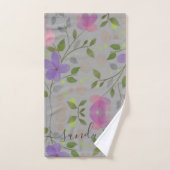 Gepersonaliseerde Elegante roze paarse zachte bloe Handdoek (Handdoek)