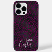 Gepersonaliseerde elegante roze zwarte luipaard Case-Mate iPhone case (Achterkant)