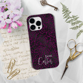 Gepersonaliseerde elegante roze zwarte luipaard Case-Mate iPhone case