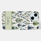 Gepersonaliseerde Elegante Salie Green Fir Tree Case-Mate iPhone Case (Achterkant (horizontaal))