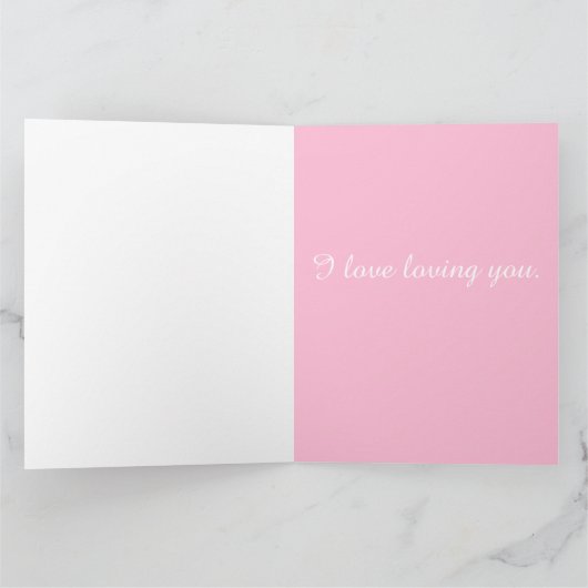 Gepersonaliseerde Elegante, Schattigee Roze Hart V Kaart (Binnen)