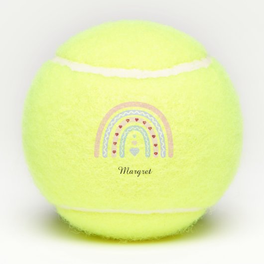 Gepersonaliseerde elegante scriptnaam Groovy Rainb Tennisballen (Achterkant)