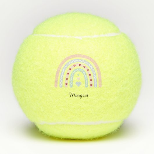 Gepersonaliseerde elegante scriptnaam Groovy Rainb Tennisballen (Voorkant)