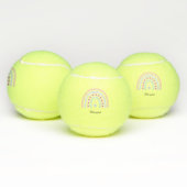 Gepersonaliseerde elegante scriptnaam Groovy Rainb Tennisballen (Multi)