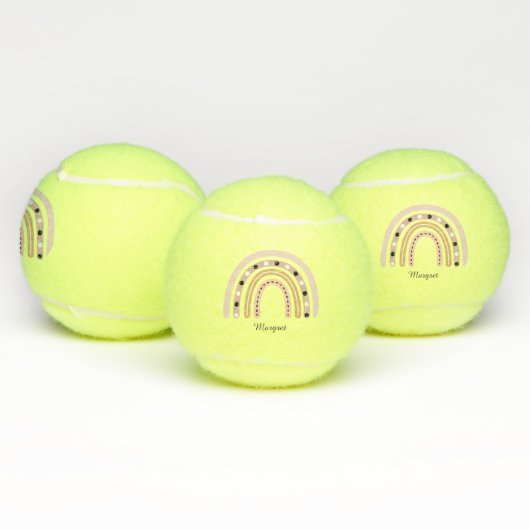 Gepersonaliseerde elegante scriptnaam Groovy Rainb Tennisballen (Multi)