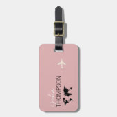 Gepersonaliseerde Elegante stoffige-roze vliegreis Bagagelabel (Voorkant verticaal)