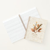 Gepersonaliseerde Elegante textuur wilde bloemen H Notitieboek (Binnen)