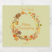 Gepersonaliseerde elegante Thanksgiving vermakelij Sparkling Wijnetiket (Enkel label)