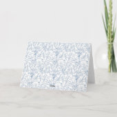 Gepersonaliseerde Elegante Toile Blue Wedding Beda Bedankkaart (Achterkant)