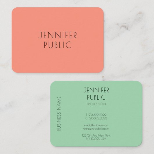 Gepersonaliseerde elegante Trend Colors Moderne Ee Visitekaartje (Voorkant / Achterkant)