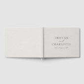 Gepersonaliseerde Elegante Typografie Wit Faux Lin Gastenboek (Volledig)